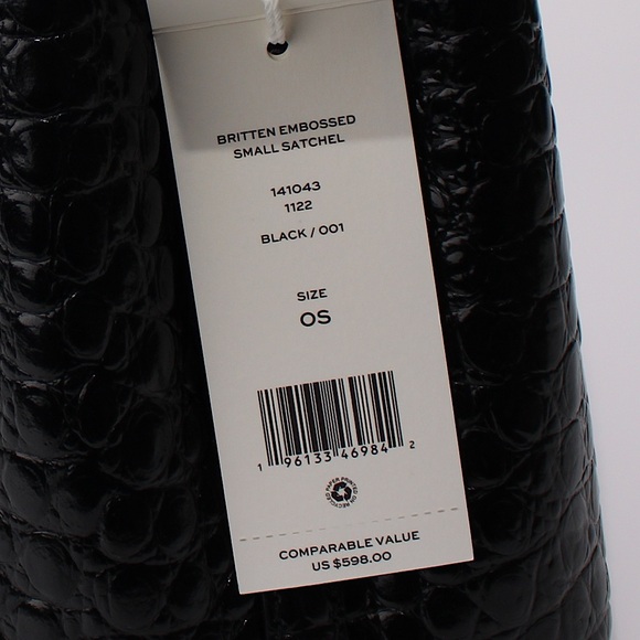 Tory Burch Britten Croc Embossed Small Satchel Crossbody In Black - Picture 12 of 12